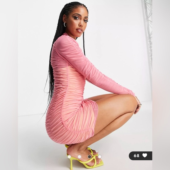 New! Asos Top Shop Pink lime green Party Club Dress Size small! - Picture 4 of 8